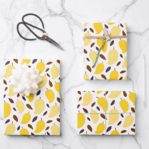 Feuille De Papier Cadeau Motif Mango jaune mou