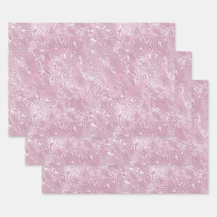 Feuille De Papier Cadeau Motif marbré Moire en soie en rose Dusty
