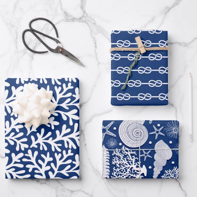 Feuille De Papier Cadeau Motif Marin (Recto)