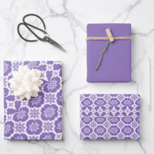 Feuille De Papier Cadeau Motif marocain violet, Lilac et blanc