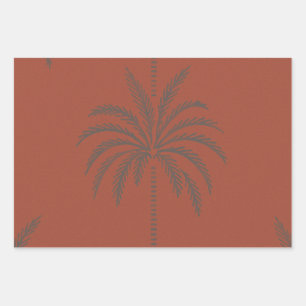 Feuille De Papier Cadeau Motif minimal de palmier tropical en terre cuite