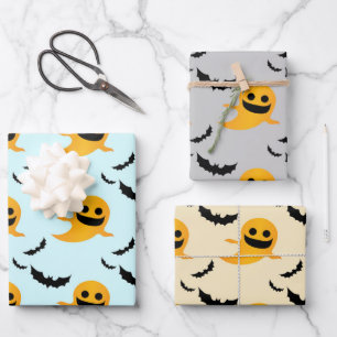 Feuille De Papier Cadeau Motif Mixte Petit Boo Ghost Bats Cadeau Halloween