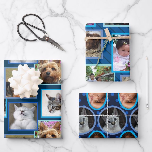 Feuille De Papier Cadeau Motif moderne bleu foncé N'importe quelle occasion (Recto)