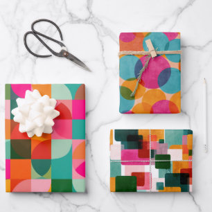 Feuille De Papier Cadeau Motif moderne géométrique du milieu du siècle