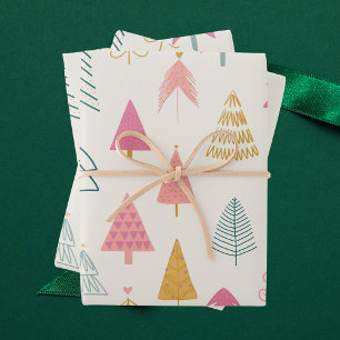 Feuille De Papier Cadeau Motif moderne mignon sapin de Noël