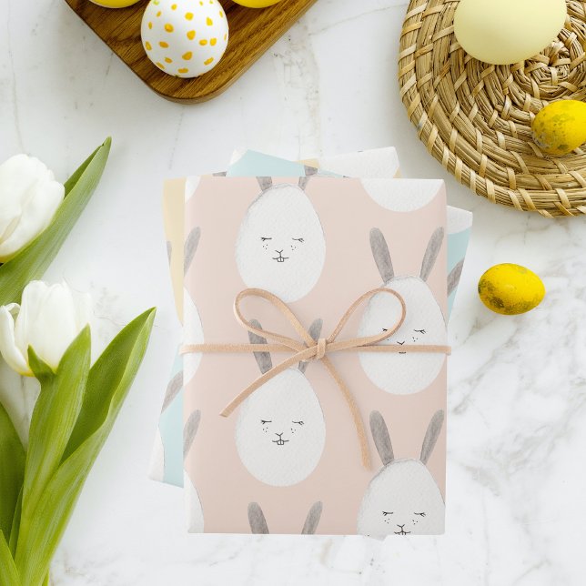 Feuille De Papier Cadeau Motif moderne Pastel Bunny Egg | Bénédictions de P (Créateur téléchargé)