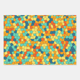Feuille De Papier Cadeau Motif mosaïque vibrant