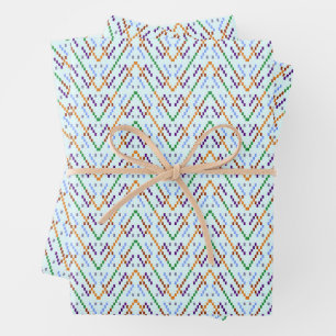 Feuille De Papier Cadeau Motif mosaïque zigzag Chevron géométrique sans cou