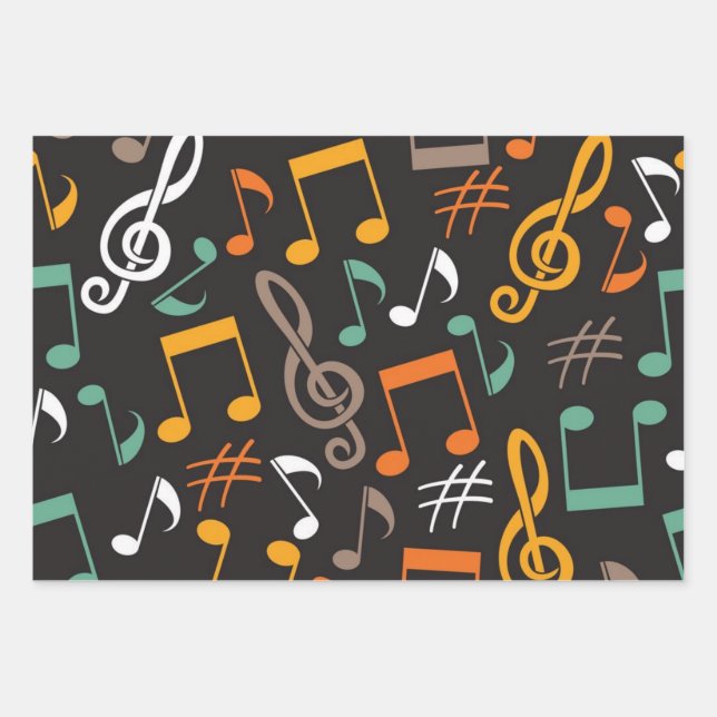 Feuille De Papier Cadeau Motif musical (Devant)