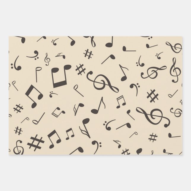 Feuille De Papier Cadeau Motif musical (Devant)