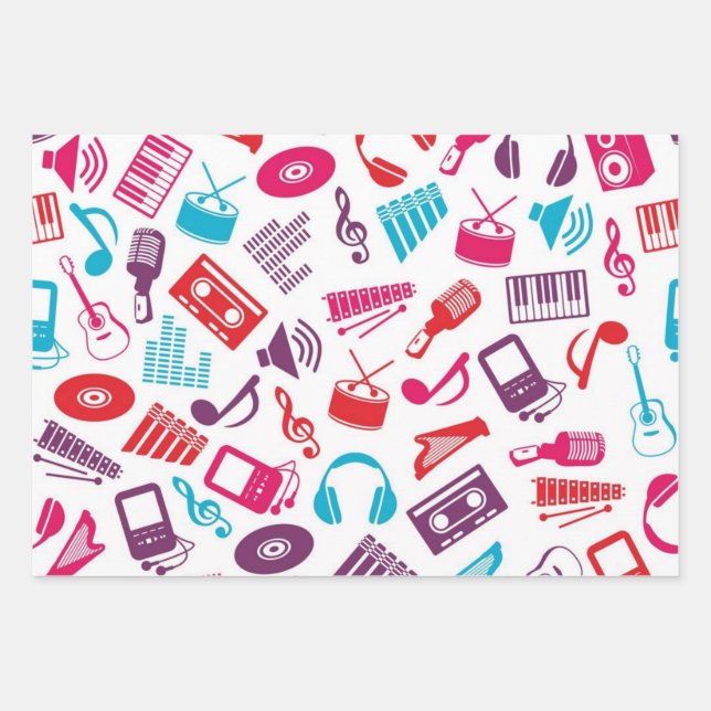 Feuille De Papier Cadeau Motif musical (Devant)
