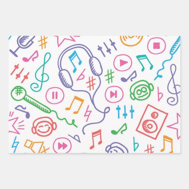 Feuille De Papier Cadeau Motif musical (Devant)