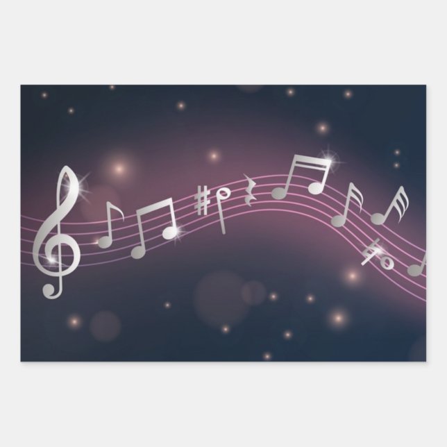 Feuille De Papier Cadeau Motif musical (Devant)