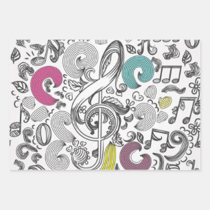Feuille De Papier Cadeau Motif musical