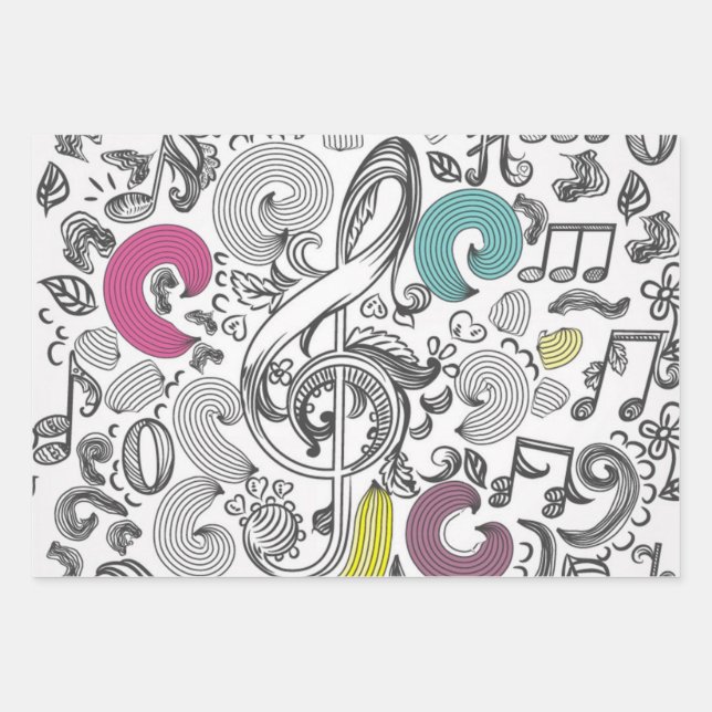 Feuille De Papier Cadeau Motif musical (Devant)