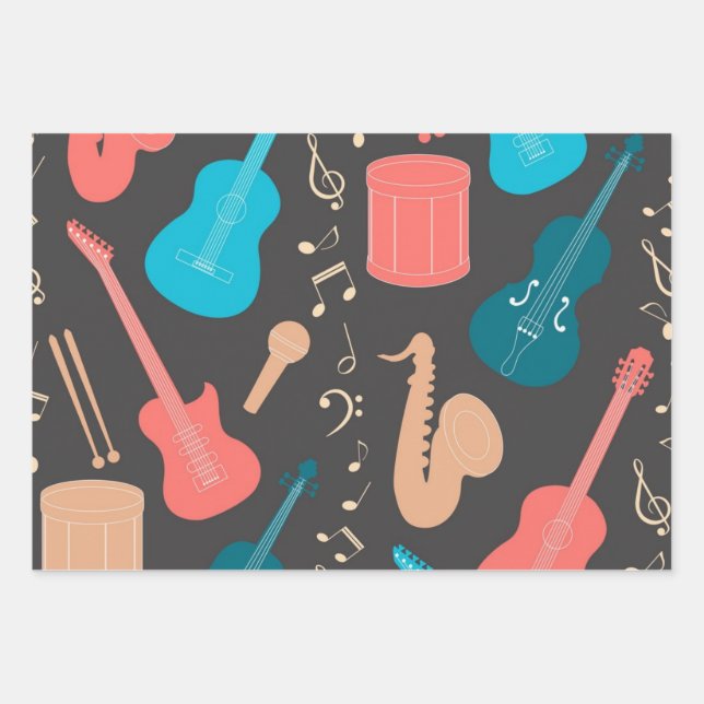 Feuille De Papier Cadeau Motif musical (Devant)