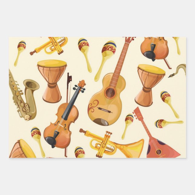 Feuille De Papier Cadeau Motif musical (Devant)