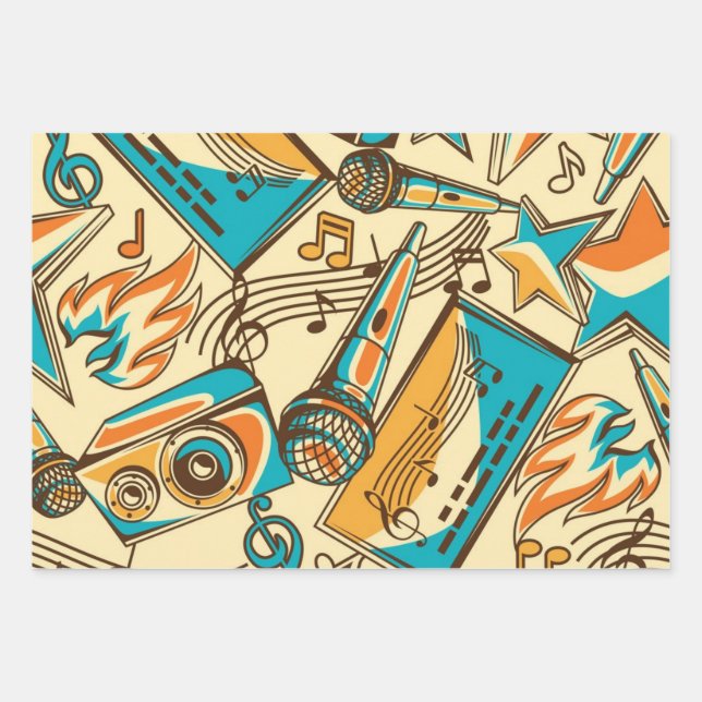 Feuille De Papier Cadeau Motif musical (Devant)