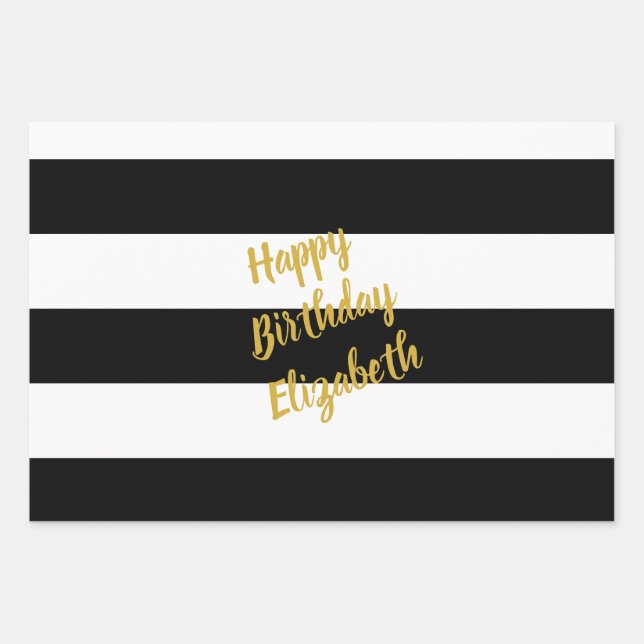 Feuille De Papier Cadeau Motif noir et blanc (Devant)