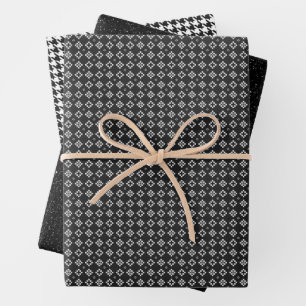 Feuille De Papier Cadeau Motif noir et blanc classique