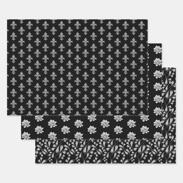 Feuille De Papier Cadeau Motif noir unique (Lot)