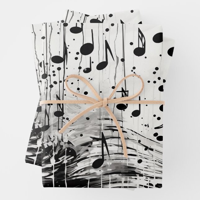 Feuille De Papier Cadeau Motif Notes musicales (En situation)