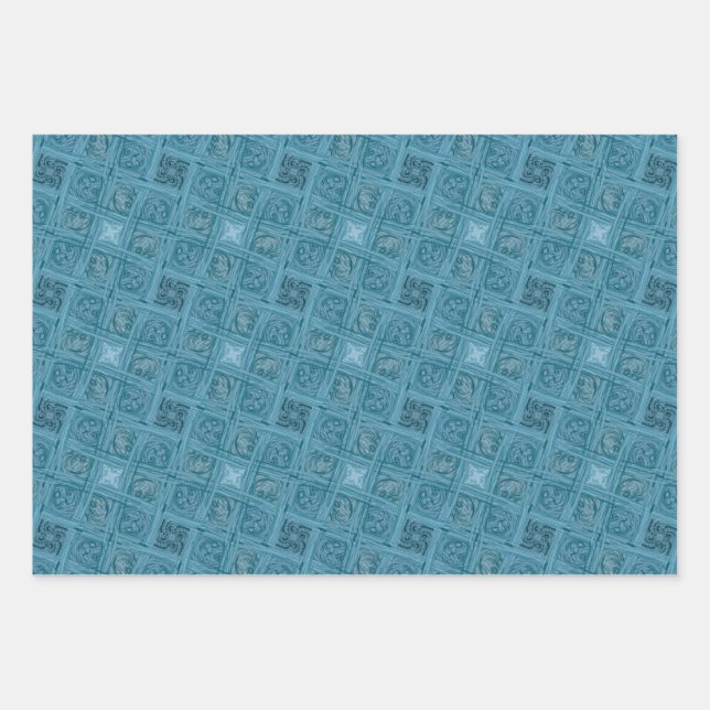 Feuille De Papier Cadeau Motif océanique géométrique sans couture (Devant)