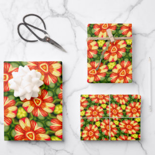 Feuille De Papier Cadeau Motif Orange Dahlia