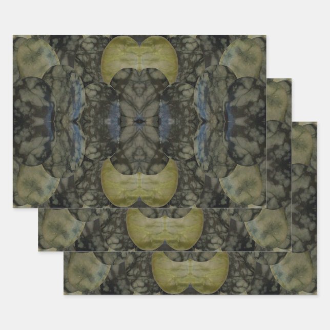 Feuille De Papier Cadeau Motif Oval Banded Agate Gemstone Four Part (Lot)