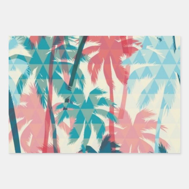 Feuille De Papier Cadeau Motif palmier (Devant)