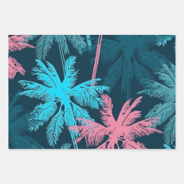 Feuille De Papier Cadeau Motif palmier (Devant)