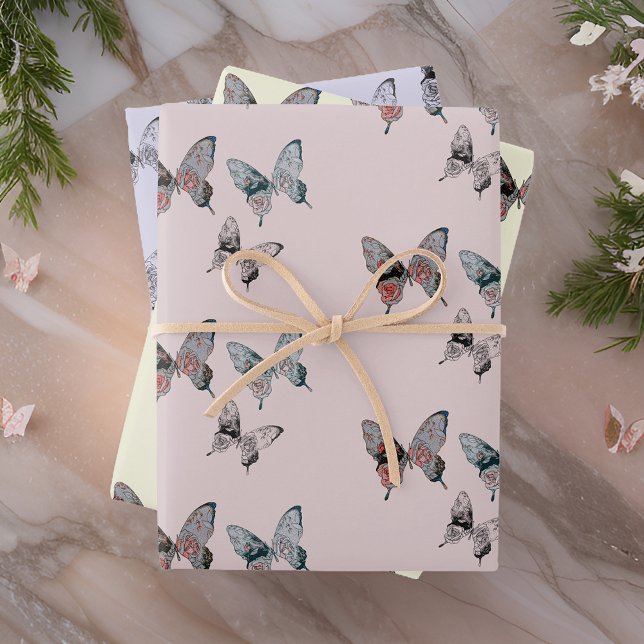 Feuille De Papier Cadeau Motif papillon moderne (Créateur téléchargé)