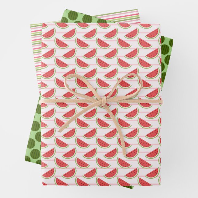 Feuille De Papier Cadeau Motif Pastèque Aquarelle   (En situation)