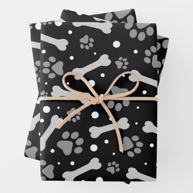 Feuille De Papier Cadeau Motif Paw et Bone (En situation)