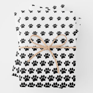 Feuille De Papier Cadeau Motif personnalisé d'empreinte de patte de chien n