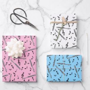 Feuille De Papier Cadeau Motif Piccolo Music Note