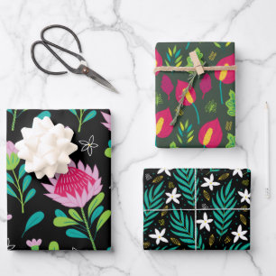 Feuille De Papier Cadeau Motif Plante rose