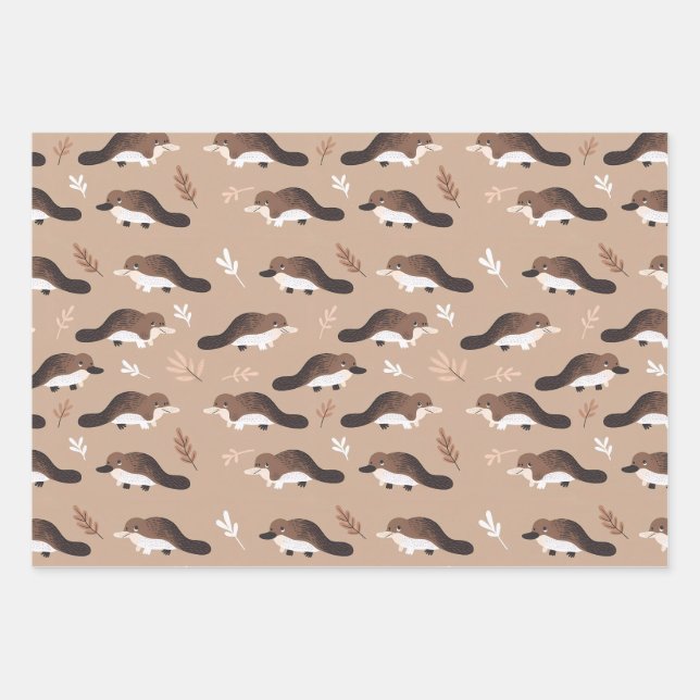 Feuille De Papier Cadeau Motif Platypus joueur (Devant)
