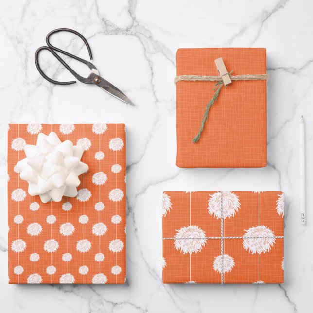 Feuille De Papier Cadeau Motif Pom Pom Pom-pom girl orange (Recto)