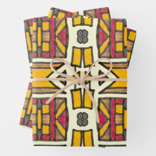 Feuille De Papier Cadeau Motif primitif ethnique géométrique antique