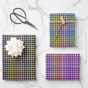 Feuille De Papier Cadeau Motif Rainbow Houndstooth