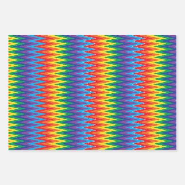 Feuille De Papier Cadeau Motif Rainbow Zigzag (Devant)