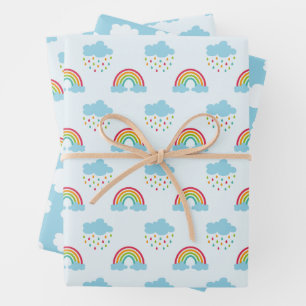 Feuille De Papier Cadeau Motif Rainbows & Clouds