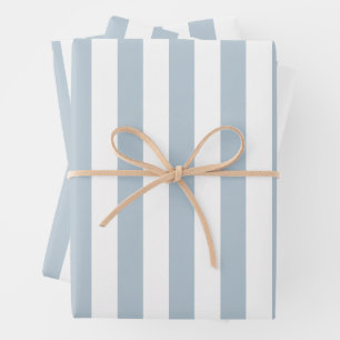 Feuille De Papier Cadeau Motif rayé bleu clair et blanc élégant