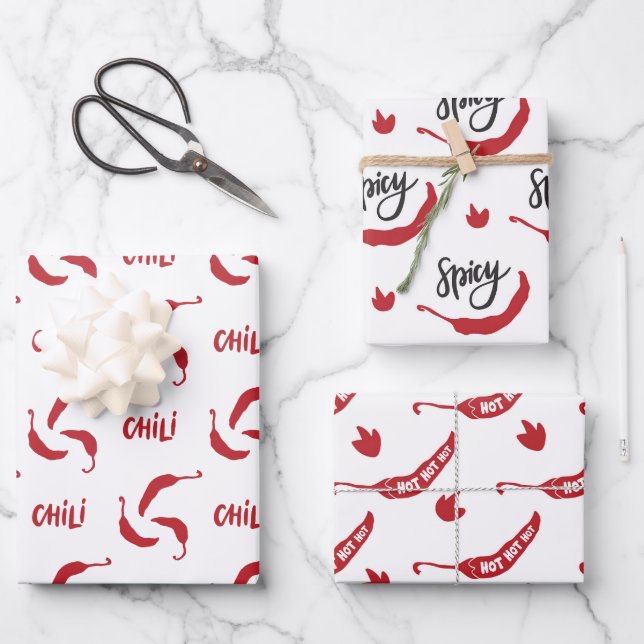 Feuille De Papier Cadeau Motif Red Chili Peppers (Recto)