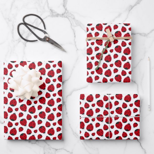 Feuille De Papier Cadeau Motif Red Ladybug (Recto)