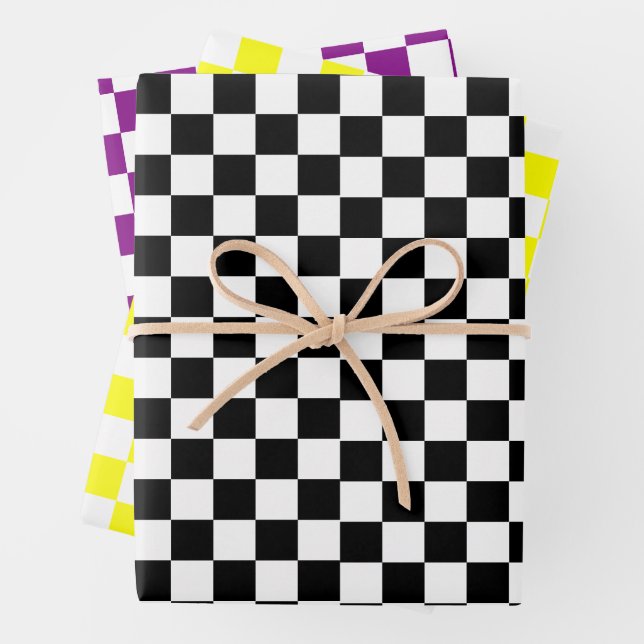 Feuille De Papier Cadeau Motif Retro Chess Checker 1960 2 (En situation)