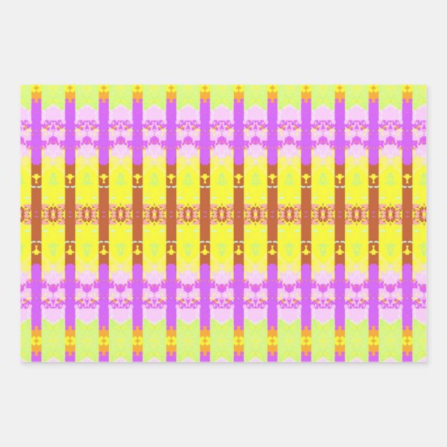 Feuille De Papier Cadeau Motif Rococo jaune (Devant)