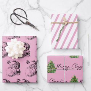 Feuille De Papier Cadeau Motif rose et blanc de Noël