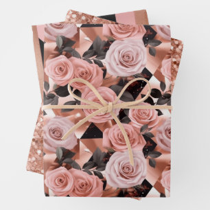 Feuille De Papier Cadeau Motif rose Gold